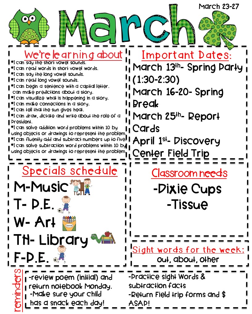 newsletter for parents preschool